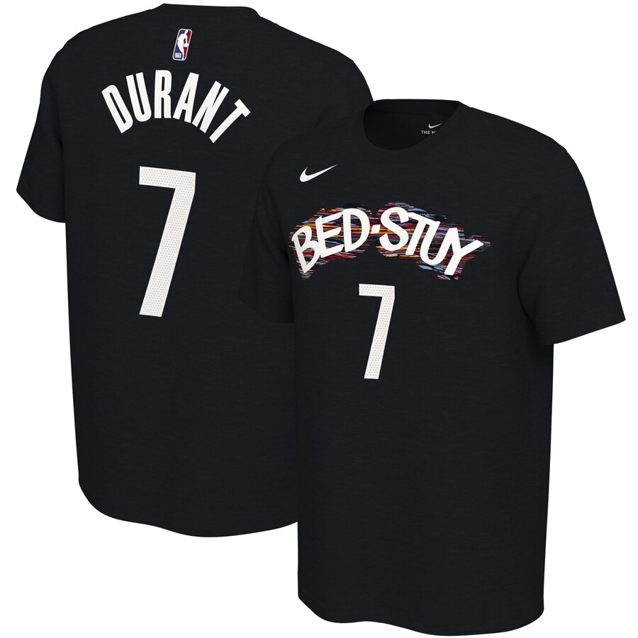 Men 2020 NBA Nike Kevin Durant Brooklyn Nets Black 201920 City Edition Variant Name  Number TShirt